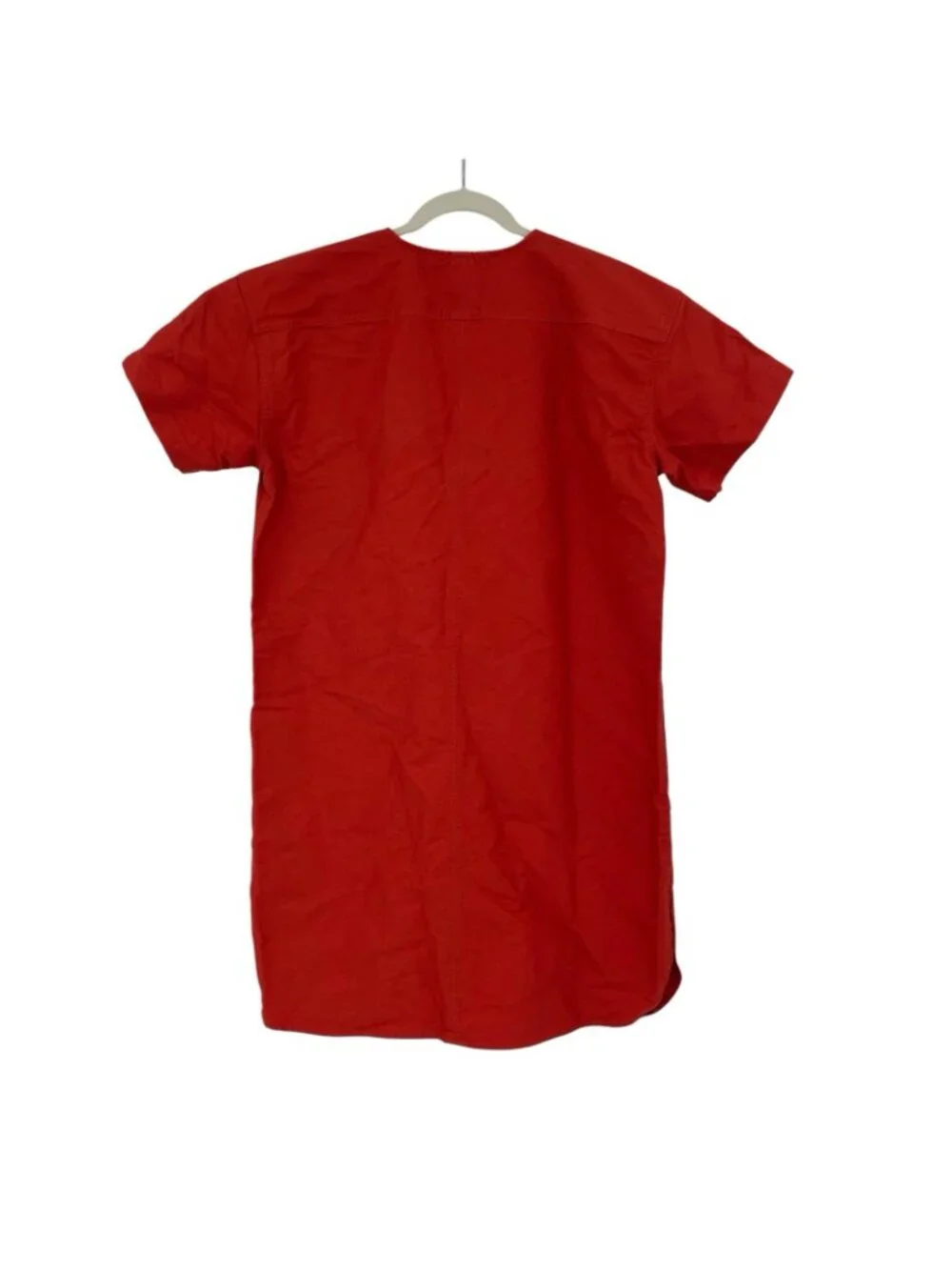 J Crew Size ST Patch-Pocket Pullover Dress Structured Cotton Poplin Orange